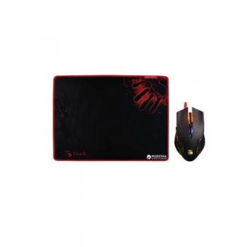 Bloody Neon X'Glide Gaming Mouse and Mouse Pad Bundle Black/Red