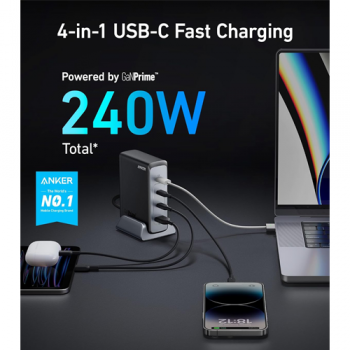 Anker 749 Prime 240W GaN Desktop Charger (4 Ports) - Black