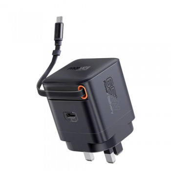 65W PD GanFast™ Charging Adapter with Retractable USB-C Cable