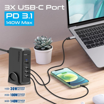 140W Super-Speed GaNFast™ Charging Station with Power Delivery 3.1 & Quick Charge 3.0
