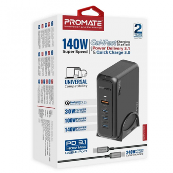 140W Super-Speed GaNFast™ Charging Station with Power Delivery 3.1 & Quick Charge 3.0