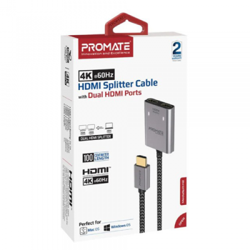 4K@60Hz HDMI Splitter Cable with Dual HDMI Ports
