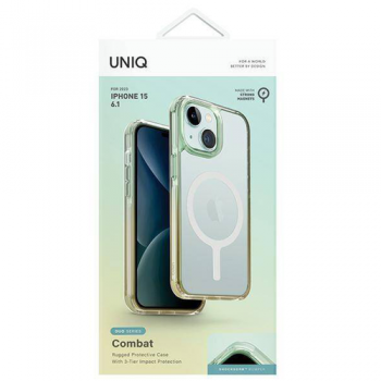 Case APPLE IPHONE 15 UNIQ Combat Duo Magclick Charging green-yellow