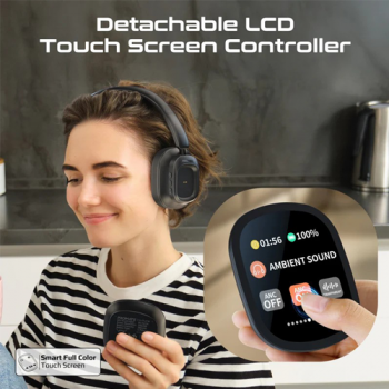 High-Definition Hybrid ANC Headphones with Detachable Magnetic LCD Touch Screen Controller.