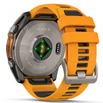 Garmin Fenix 8 Amoled – 51 mm Sapphire Titanium With A Spark Orange/Graphite Silicone Band Watch