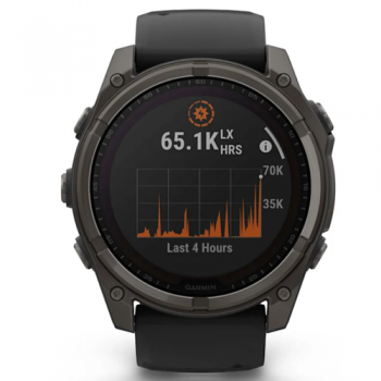 Garmin Fenix 8 – 51 mm Sapphire Carbon Gray Dlc Titanium With Black/Pebble Gray Silicone Watch