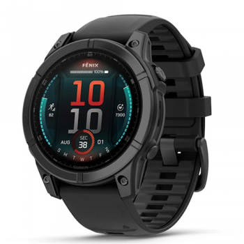 Garmin Fenix E – 47 mm Slate Grey Steel With Black Silicone Band