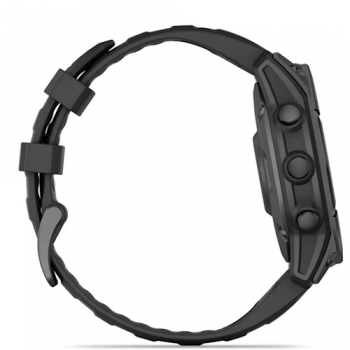 Garmin Fenix E – 47 mm Slate Grey Steel With Black Silicone Band